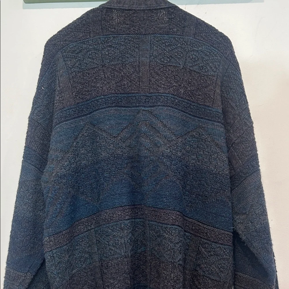 Vintage Maglificio Florence Gray Blue Slate Men's Wool Cardigan Sweater XL